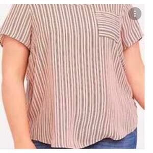 Torrid Women Abbey Pink Stripe Knit to Woven Short Sleeves Blouse Size 1